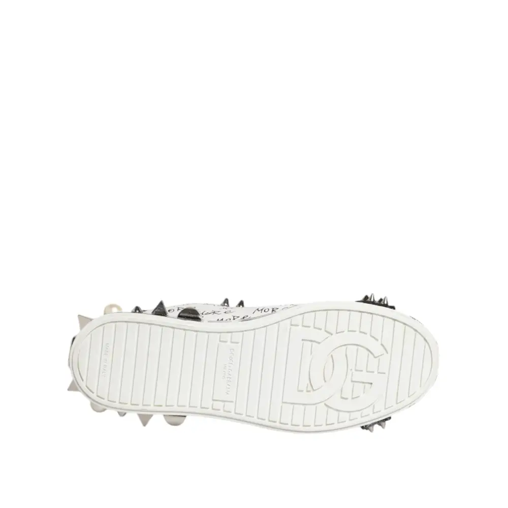Dolce & Gabbana Weiß Portofino Nieten Männer Turnschuhe Schuhe - EU43/US10