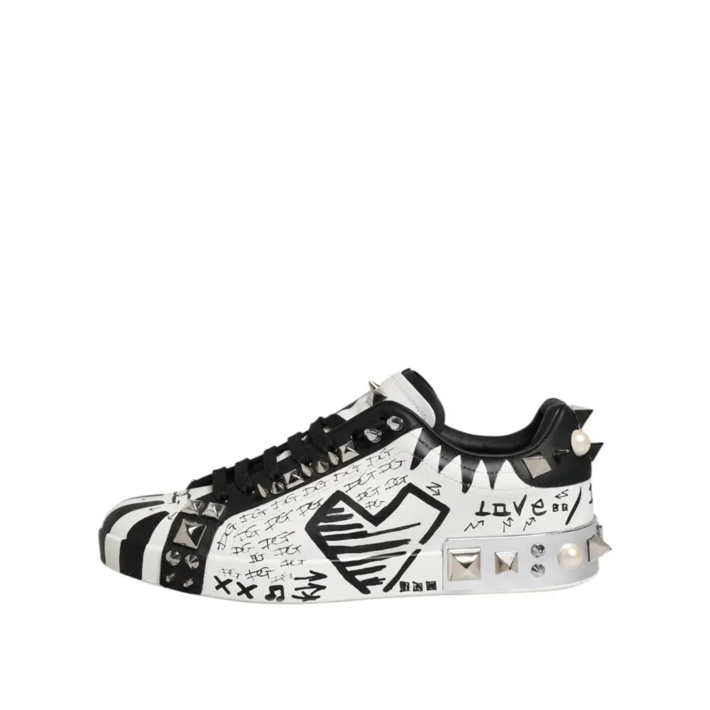 Dolce & Gabbana Weiß Portofino Nieten Männer Turnschuhe Schuhe - EU43/US10