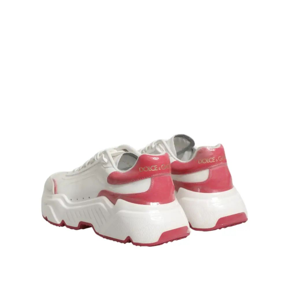 Dolce & Gabbana Weiß Rosa Daymaster Low Top Turnschuhe Schuhe