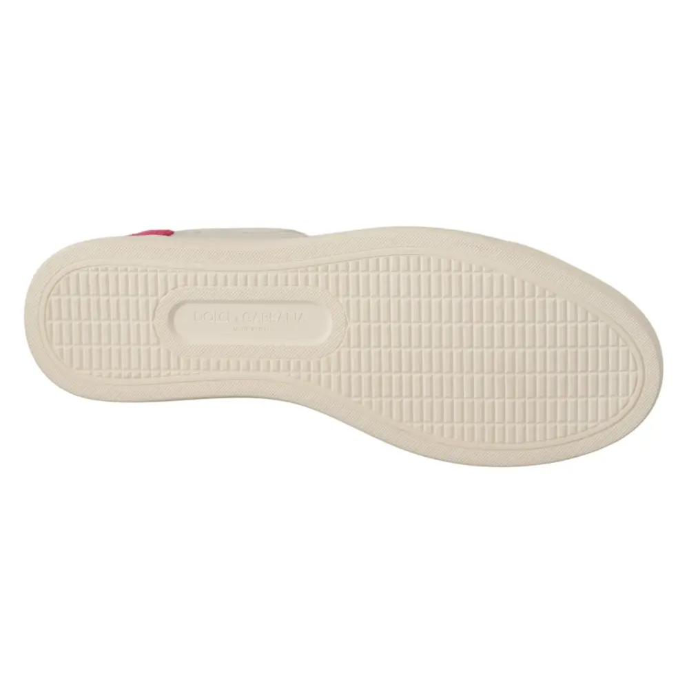 Dolce & Gabbana Weiß Rosa Leder Low Top Sneakers Damen Schuhe