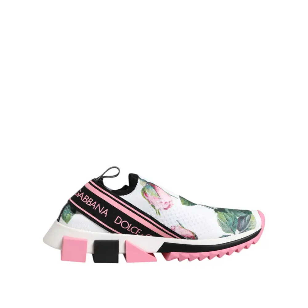 Dolce & Gabbana Weiß Rose Print Sorrento Turnschuhe Schuhe - EU35.5/US5