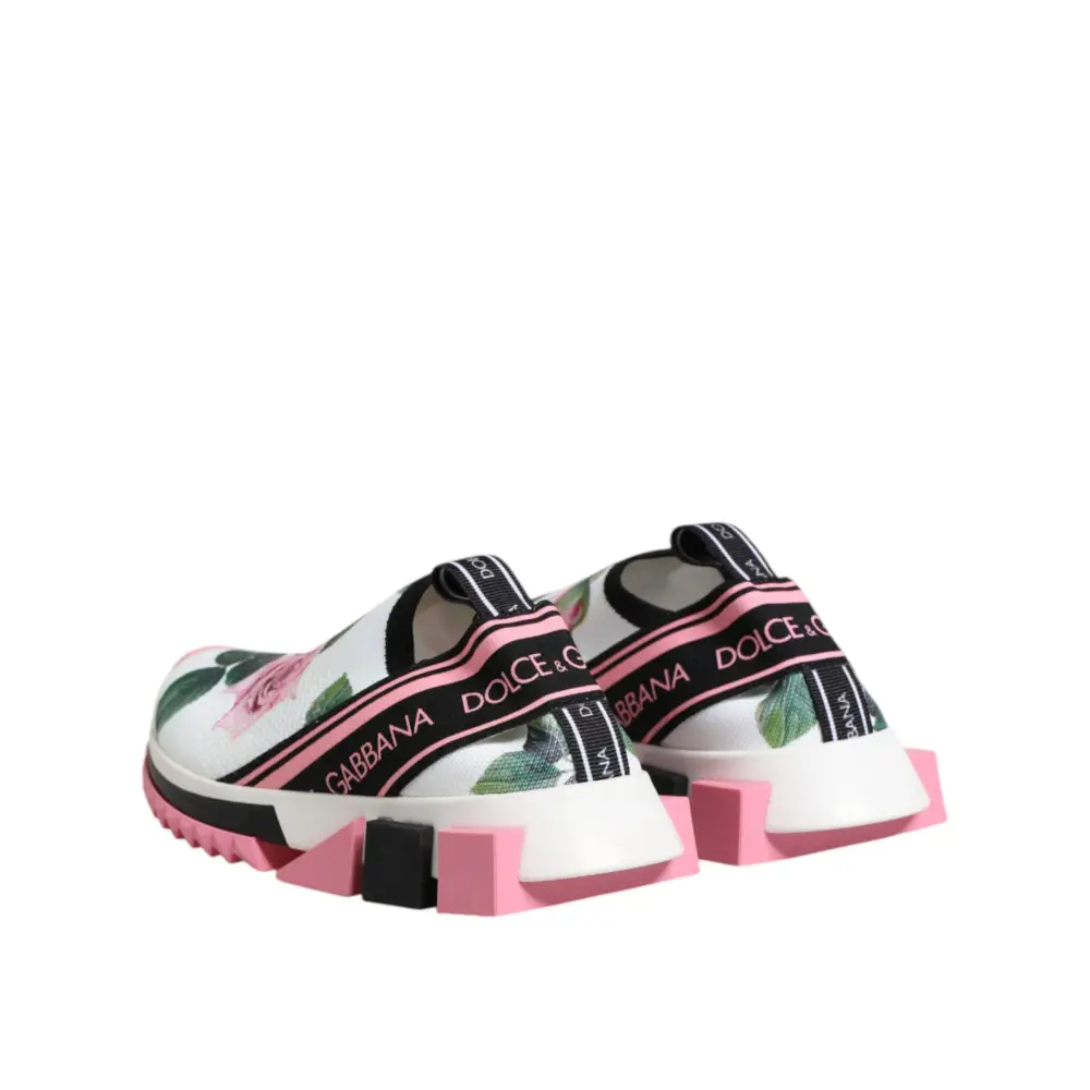 Dolce & Gabbana Weiß Rose Print Sorrento Turnschuhe Schuhe - EU35.5/US5