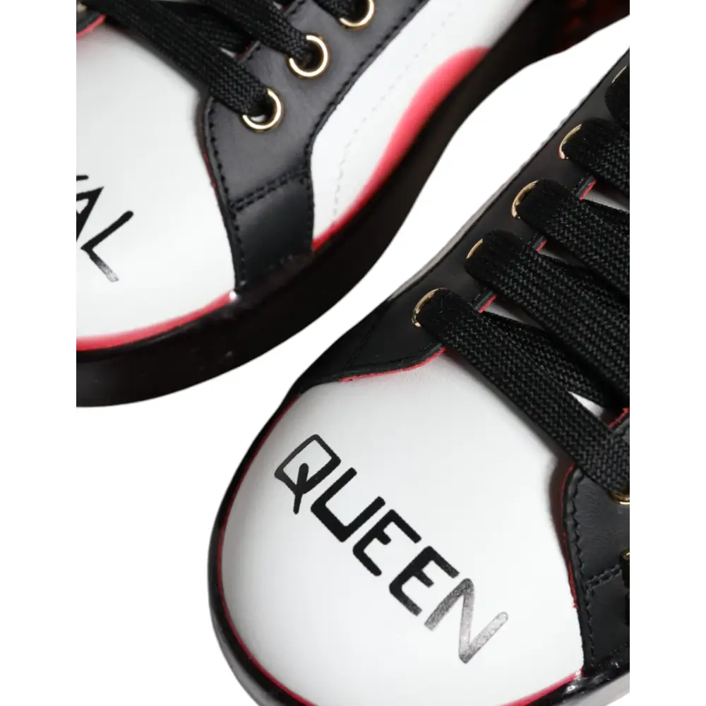 Dolce & Gabbana Weiß Rot Kristalle Leder Portofino Turnschuhe Schuhe - EU35/US4.5