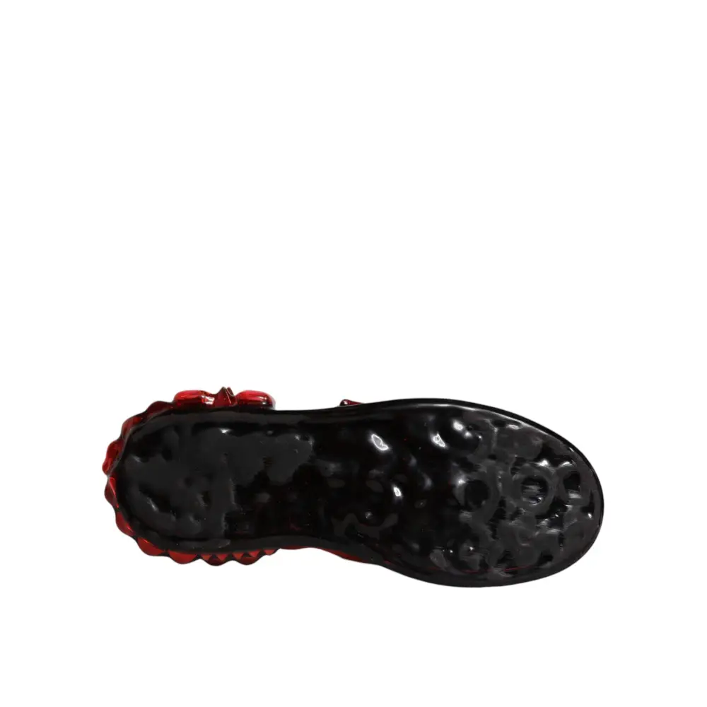 Dolce & Gabbana Weiß Rot Kristalle Leder Portofino Turnschuhe Schuhe - EU35/US4.5