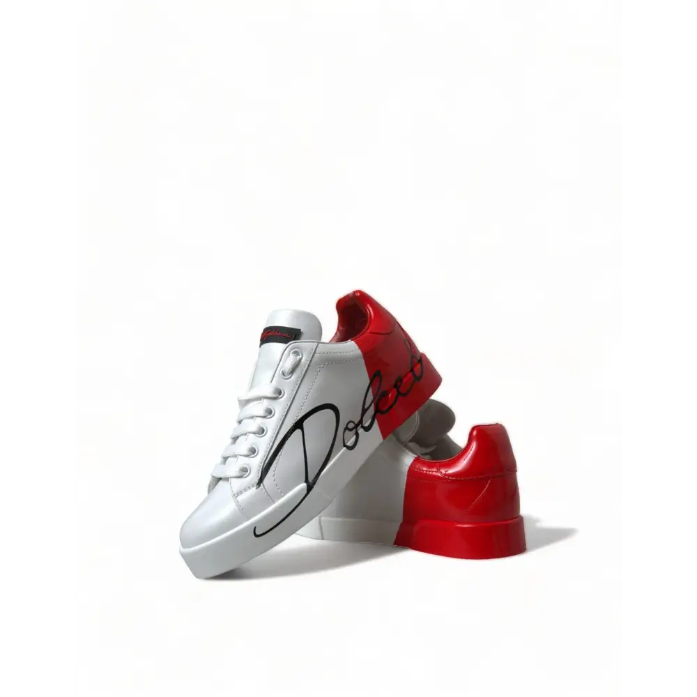 Dolce & Gabbana Weiß Rot Lace Up Damen Low Top Sneakers Schuhe - EU36/US5.5