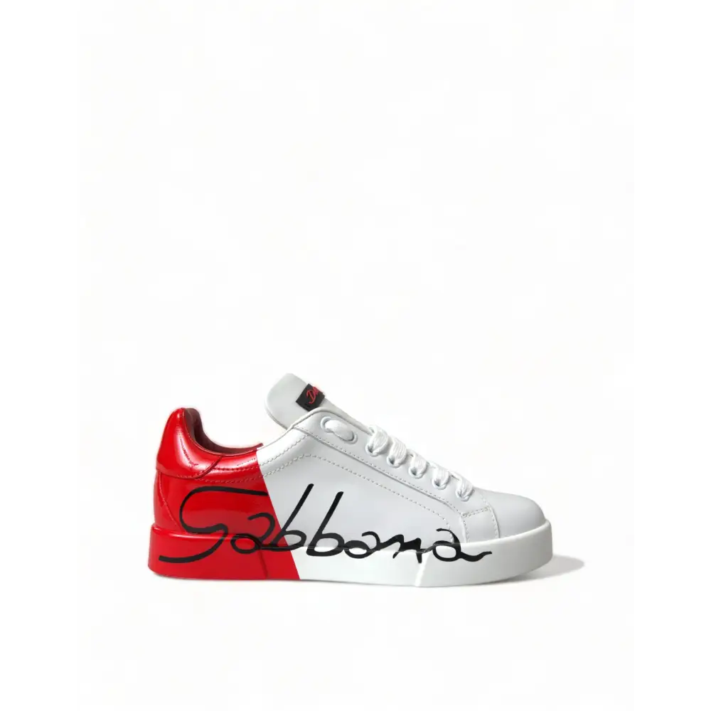 Dolce & Gabbana Weiß Rot Lace Up Damen Low Top Sneakers Schuhe - EU36/US5.5