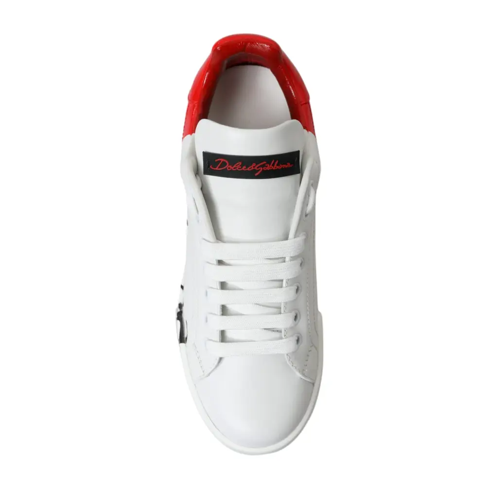 Dolce & Gabbana Weiß Rot Lace Up Damen Low Top Sneakers Schuhe - EU36/US5.5