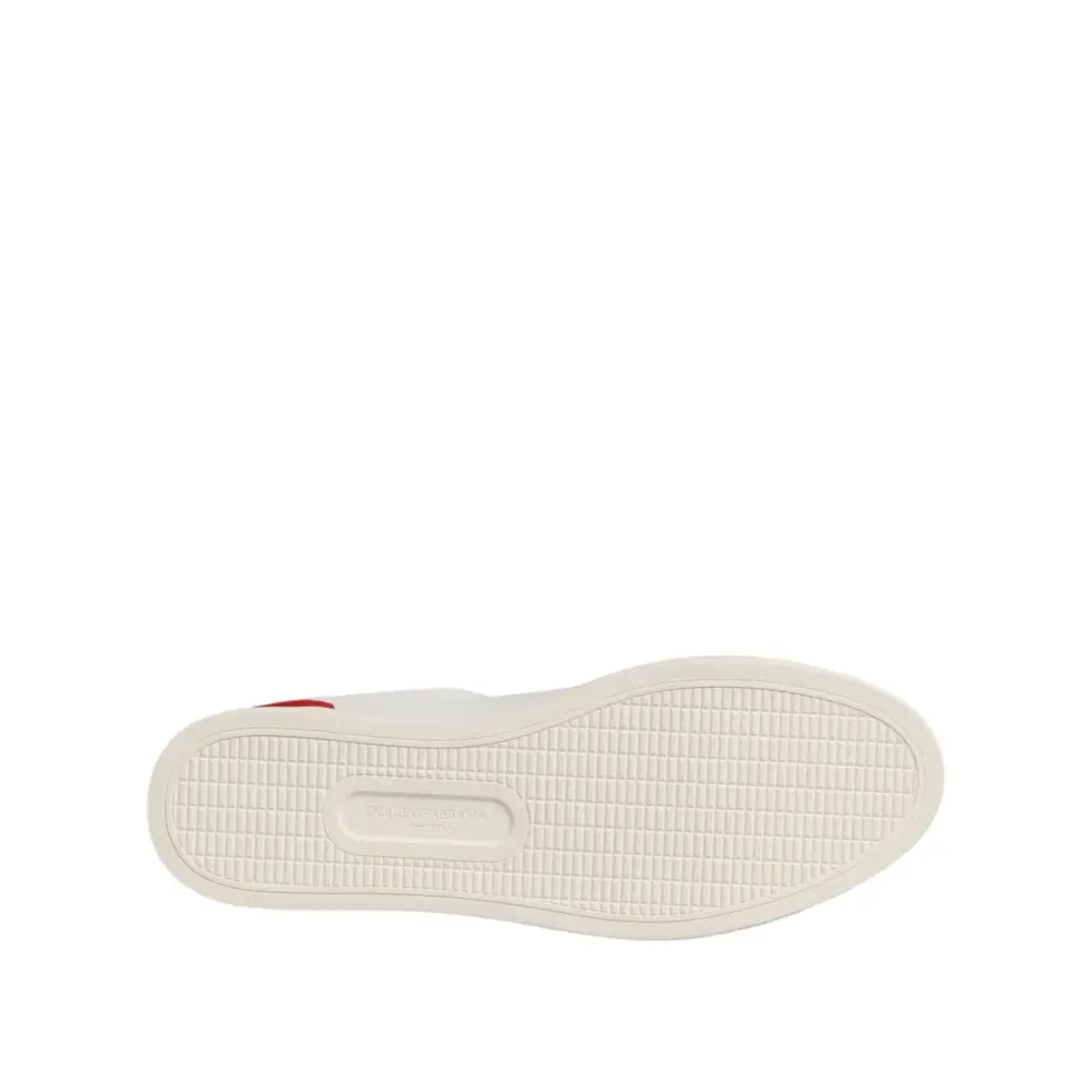 Dolce & Gabbana Weiß Rot Leder Low Top Männer Turnschuhe Schuhe