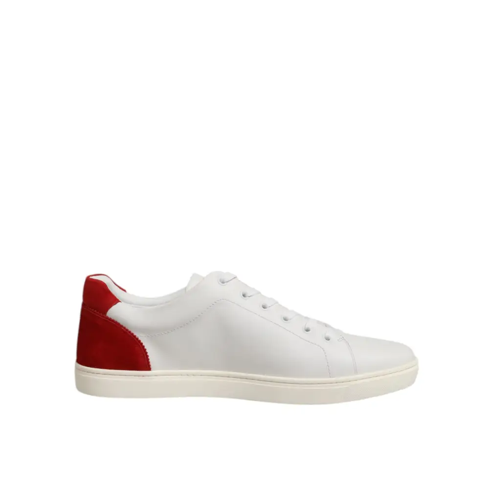 Dolce & Gabbana Weiß Rot Leder Low Top Männer Turnschuhe Schuhe