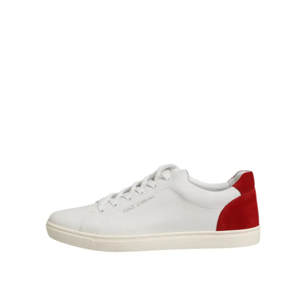 Dolce & Gabbana Weiß Rot Leder Low Top Männer Turnschuhe Schuhe