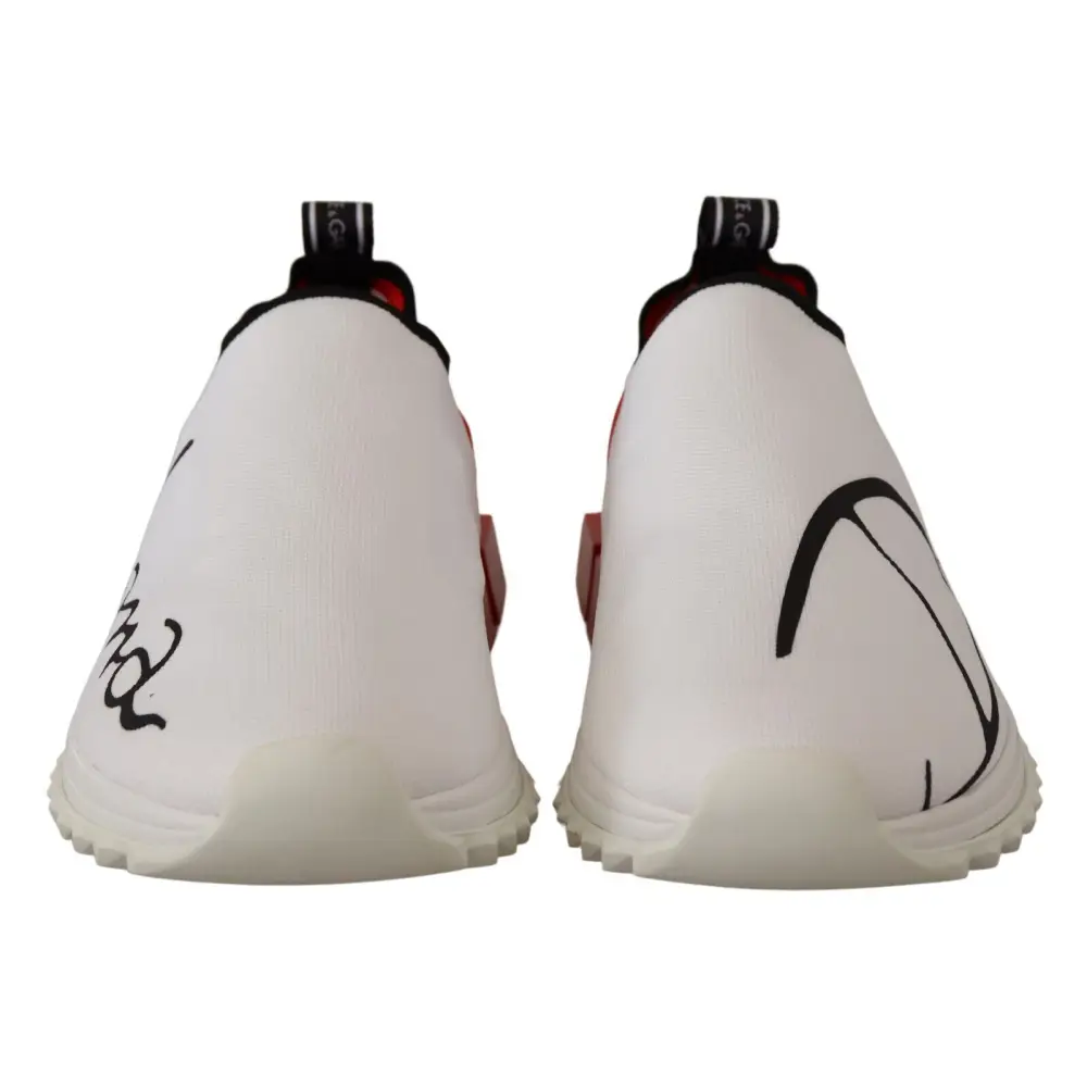 Dolce & Gabbana Weiß Rot Sorrento Sandalen Turnschuhe - EU39/US6