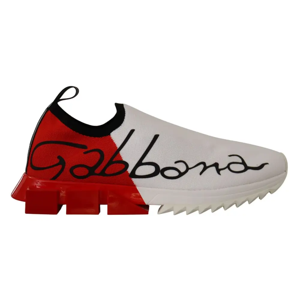 Dolce & Gabbana Weiß Rot Sorrento Sandalen Turnschuhe - EU39/US6