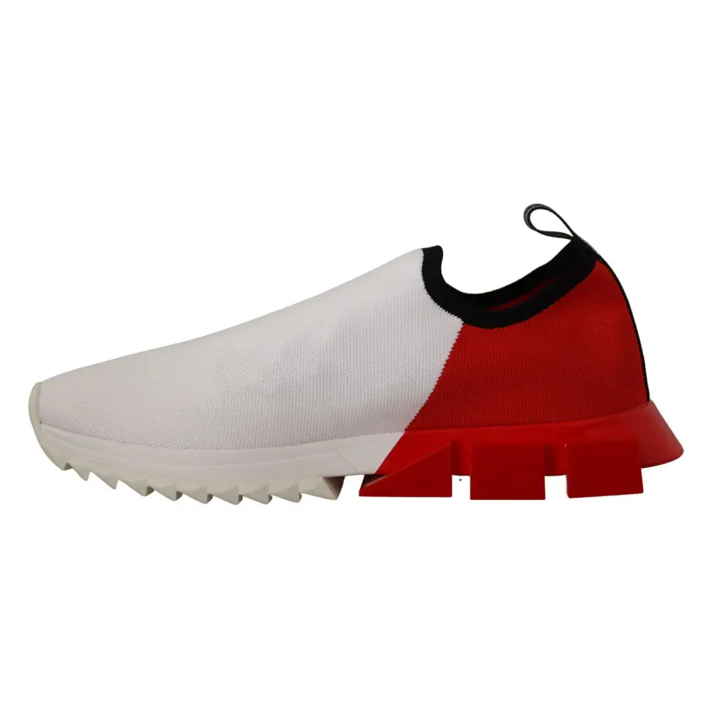 Dolce & Gabbana Weiß Rot Sorrento Sandalen Turnschuhe - EU39/US6