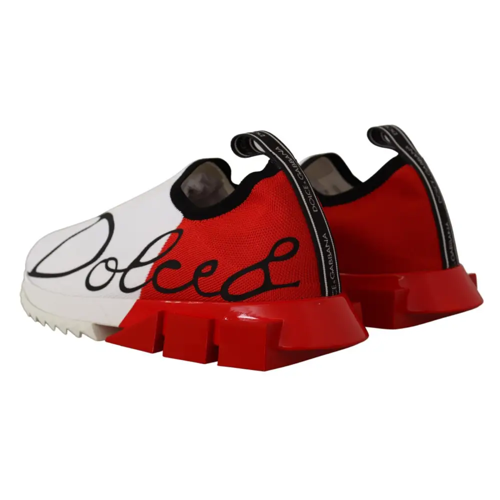Dolce & Gabbana Weiß Rot Sorrento Sandalen Turnschuhe - EU39/US6