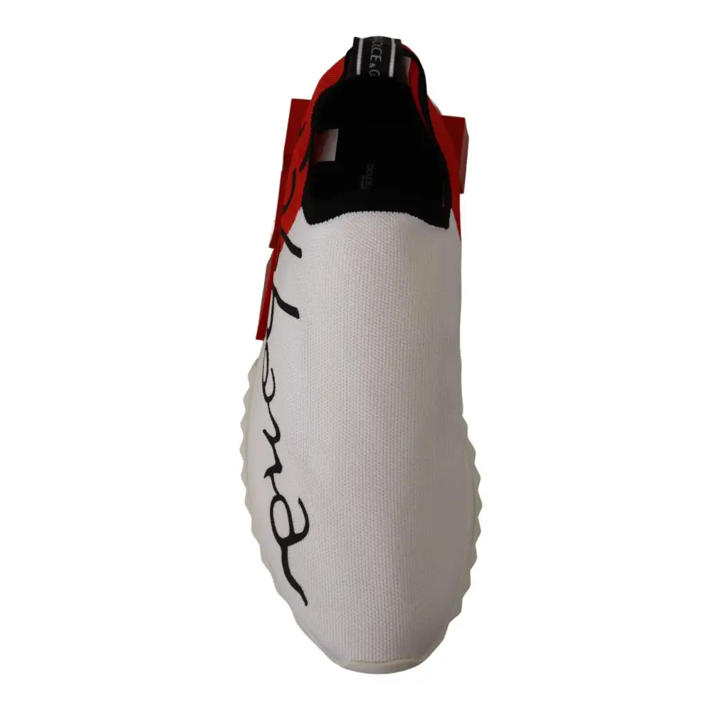 Dolce & Gabbana Weiß Rot Sorrento Sandalen Turnschuhe - EU39/US6