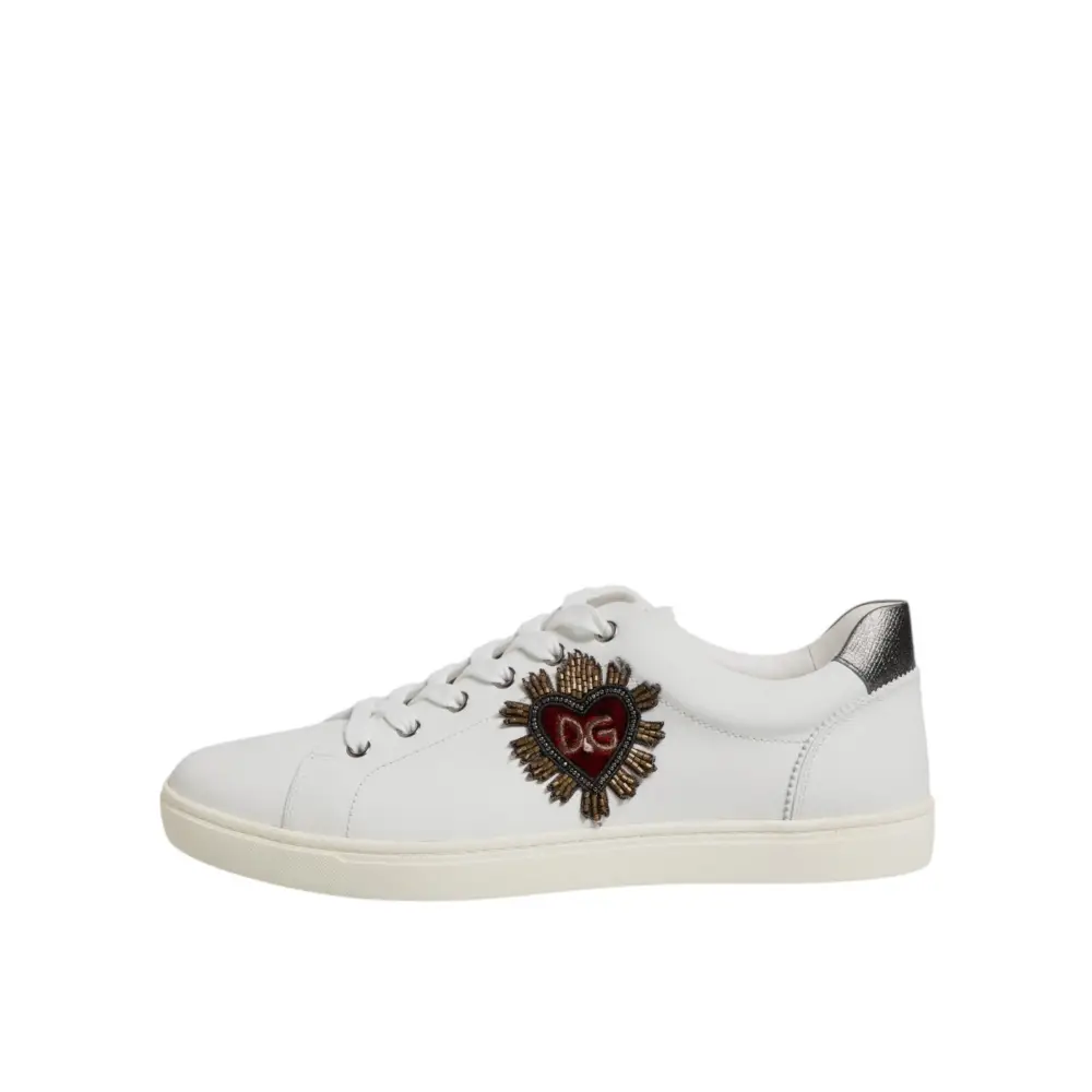 Dolce & Gabbana Weiß Sacred Heart Männer Low Top Turnschuhe Schuhe