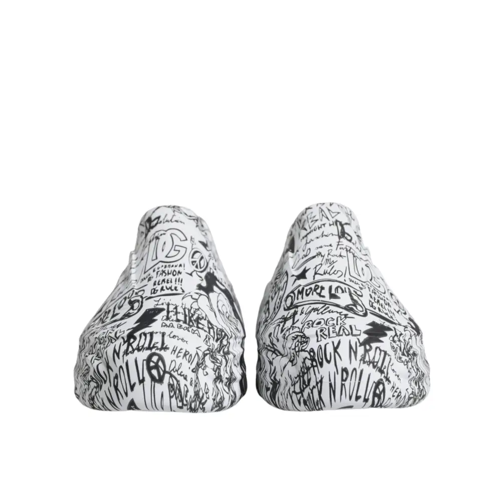 Dolce & Gabbana Weiß Schwarz Graffiti Daymaster Turnschuhe Schuhe - EU44/US11