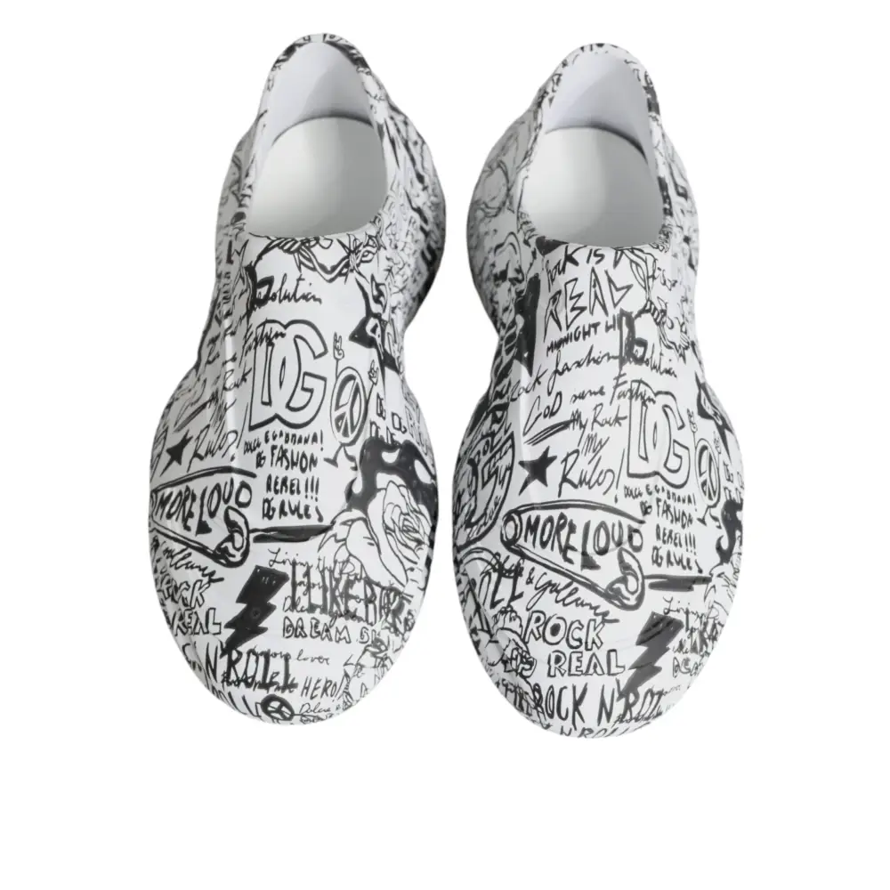 Dolce & Gabbana Weiß Schwarz Graffiti Daymaster Turnschuhe Schuhe - EU44/US11