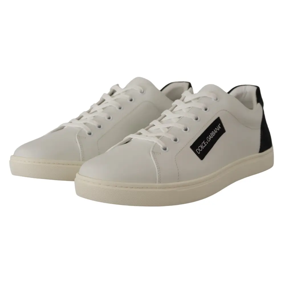 Dolce & Gabbana Weiß Schwarz Leder Halbschuhe Sneakers - EU39.5/US6.5