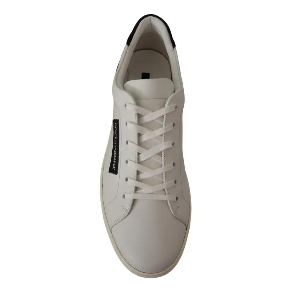 Dolce & Gabbana Weiß Schwarz Leder Halbschuhe Sneakers - EU39.5/US6.5