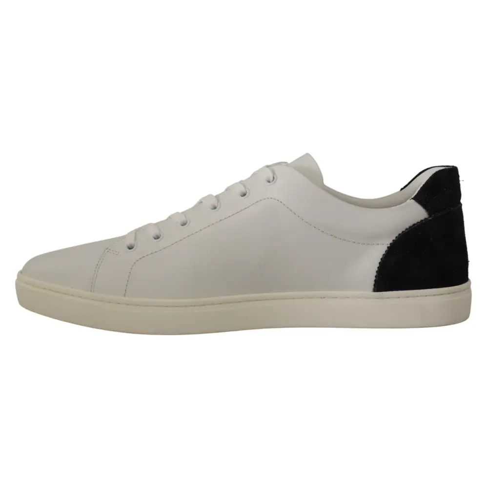 Dolce & Gabbana Weiß Schwarz Leder Halbschuhe Sneakers - EU39.5/US6.5