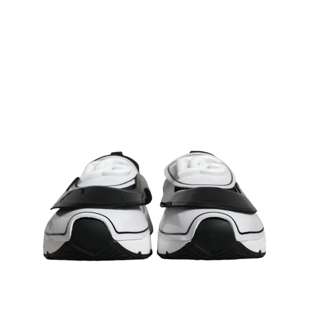 Dolce & Gabbana Weiß Schwarz Logo Plaque Daymaster Turnschuhe Schuhe - EU39/US6