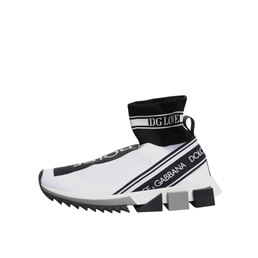 Dolce & Gabbana Weiß Schwarz Sorrento Socken Sneakers Schuhe - EU38/US7.5