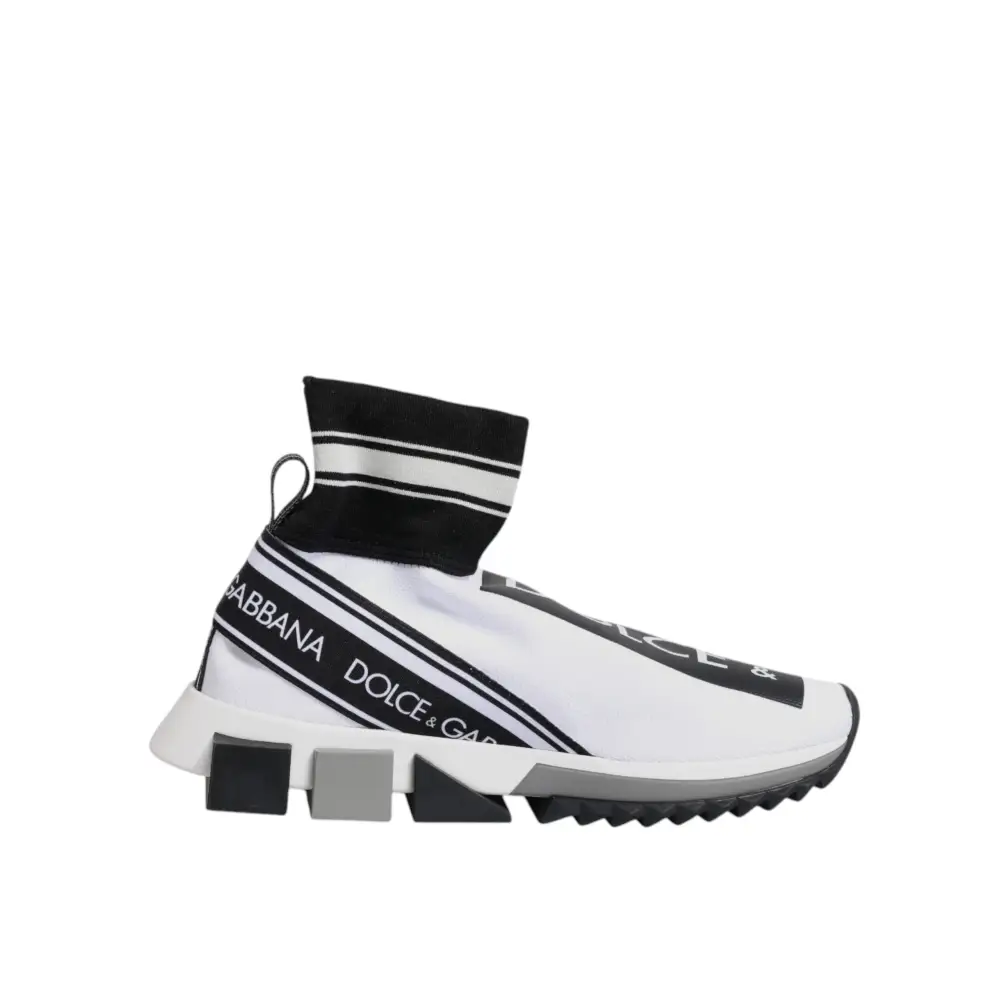 Dolce & Gabbana Weiß Schwarz Sorrento Socken Sneakers Schuhe - EU38/US7.5