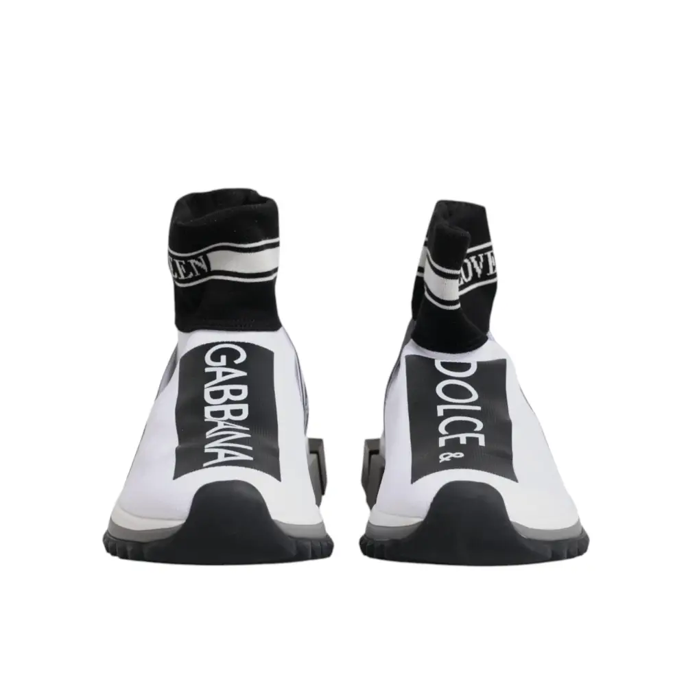 Dolce & Gabbana Weiß Schwarz Sorrento Socken Sneakers Schuhe - EU38/US7.5