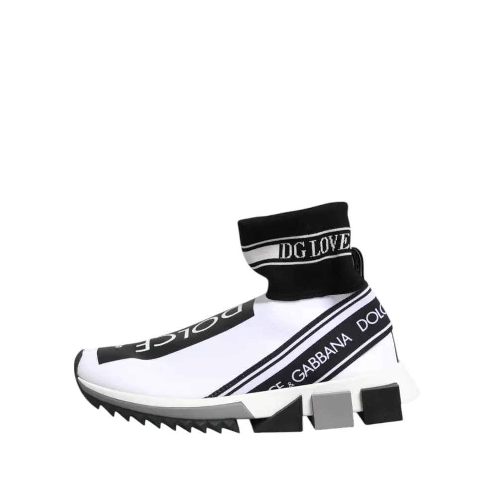 Dolce & Gabbana Weiß Schwarz Sorrento Socken Sneakers Schuhe