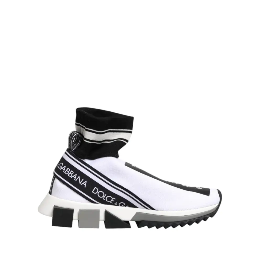 Dolce & Gabbana Weiß Schwarz Sorrento Socken Sneakers Schuhe