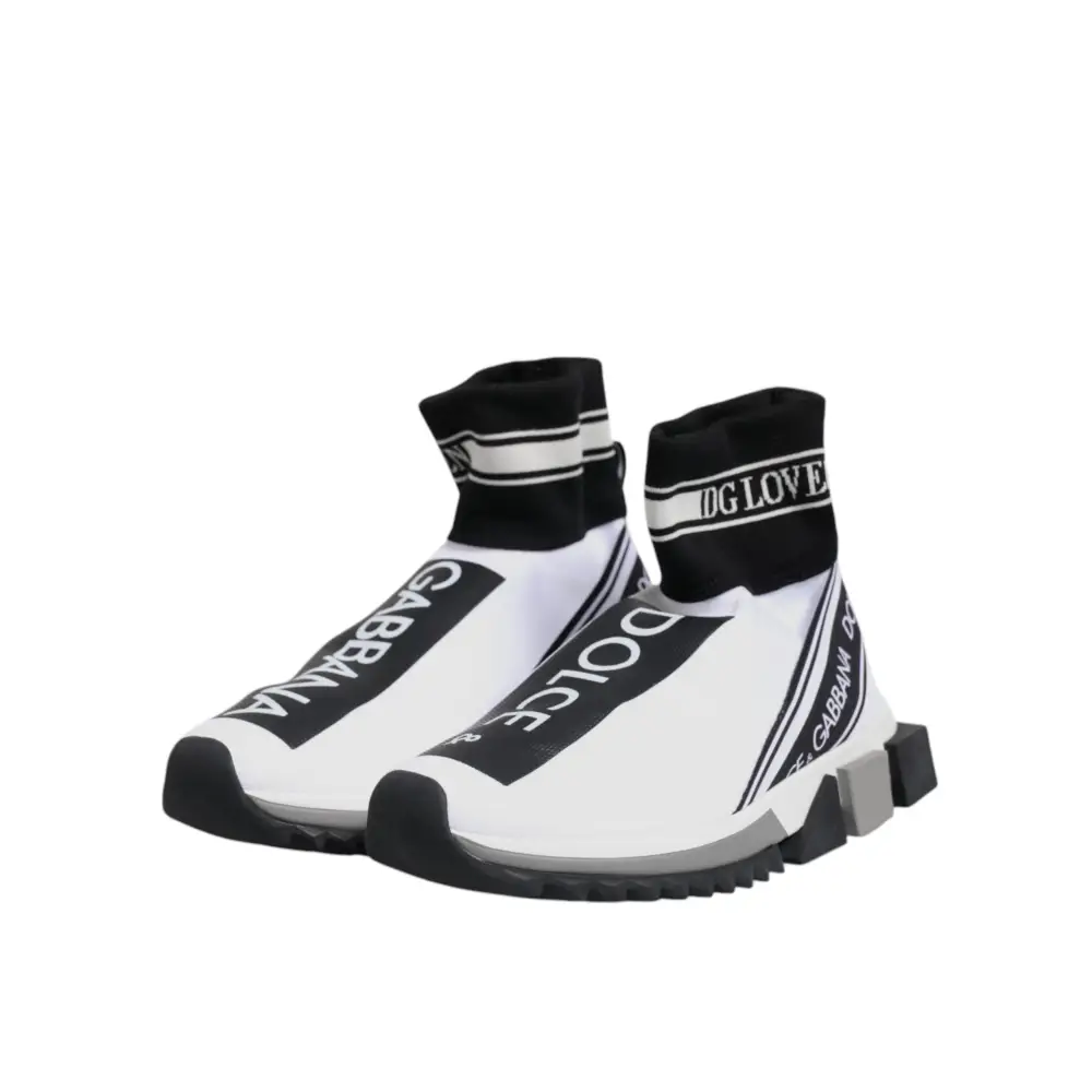 Dolce & Gabbana Weiß Schwarz Sorrento Socken Sneakers Schuhe