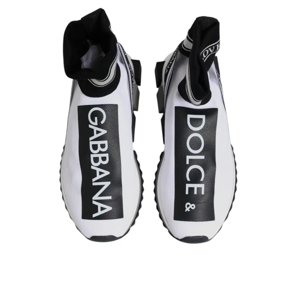 Dolce & Gabbana Weiß Schwarz Sorrento Socken Sneakers Schuhe - EU38/US7.5