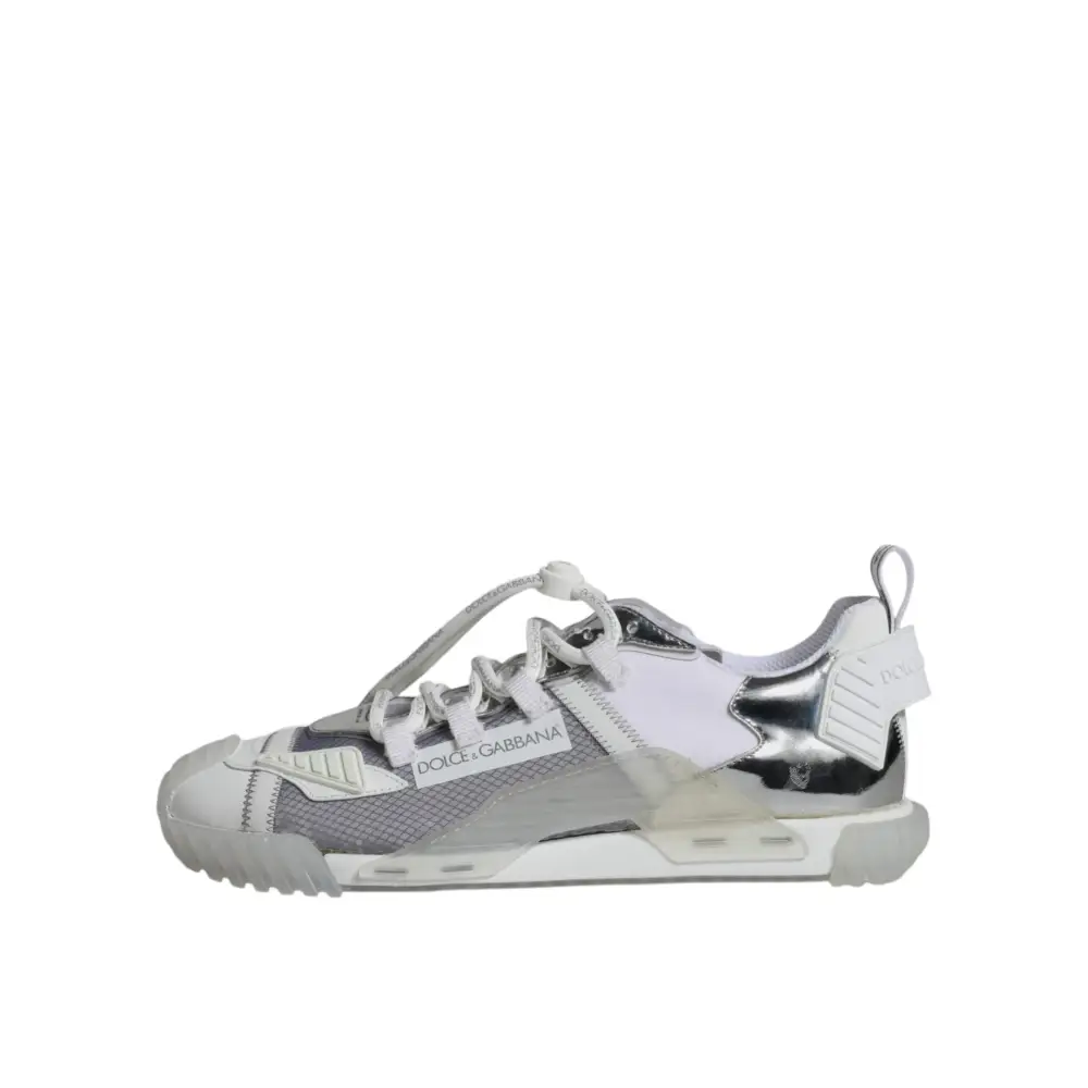 Dolce & Gabbana Weiß Silber Low Top NS1 Turnschuhe Schuhe - EU44/US11