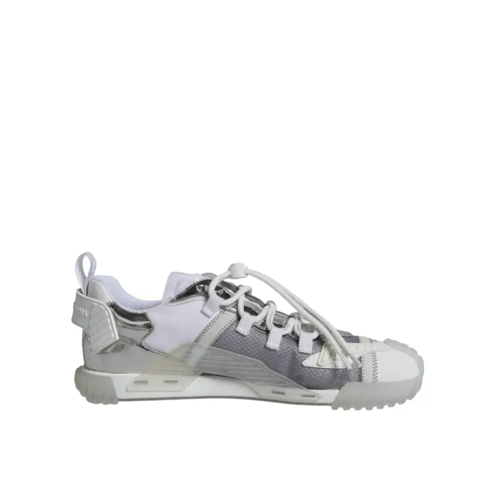 Dolce & Gabbana Weiß Silber Low Top NS1 Turnschuhe Schuhe - EU44/US11