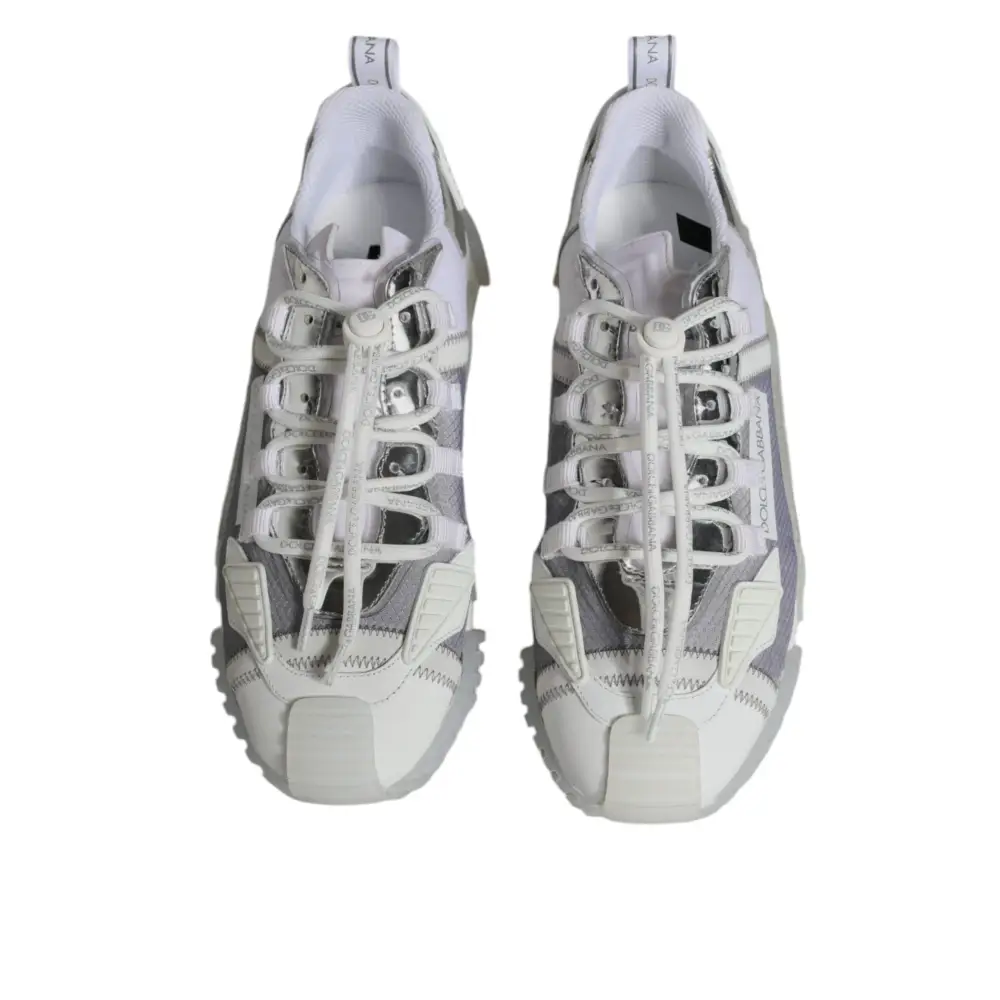 Dolce & Gabbana Weiß Silber Low Top NS1 Turnschuhe Schuhe - EU44/US11
