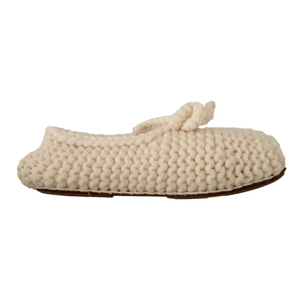 Dolce & Gabbana Weiß Slip On Ballerina Flats Wolle stricken Schuhe - EU40/US9.5
