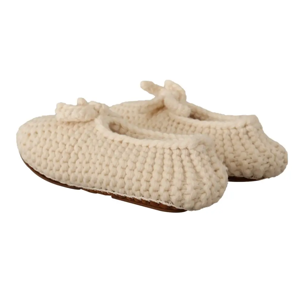 Dolce & Gabbana Weiß Slip On Ballerina Flats Wolle stricken Schuhe