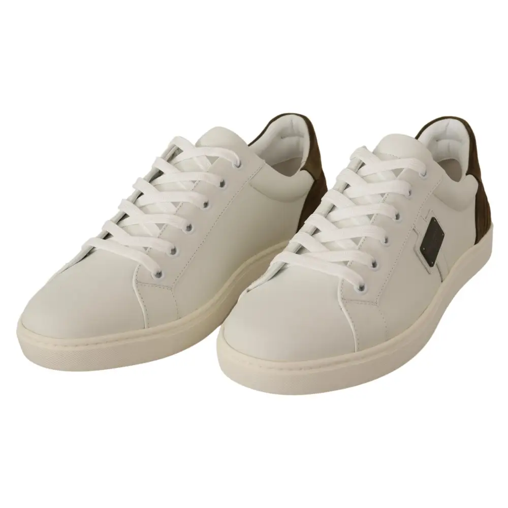 Dolce & Gabbana Weiß Wildleder Leder Herren Low Tops Turnschuhe - EU39.5/US6.5