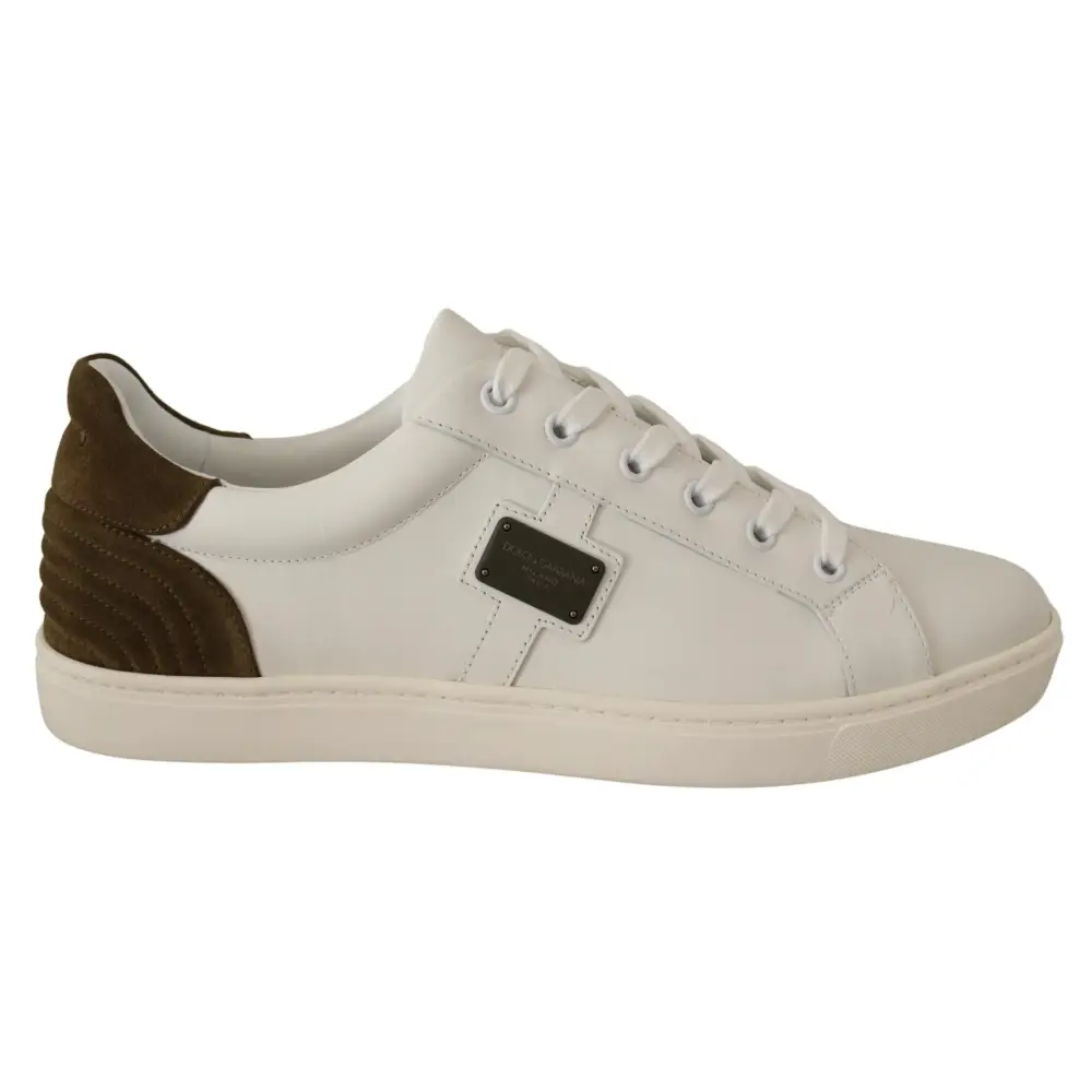 Dolce & Gabbana Weiß Wildleder Leder Herren Low Tops Turnschuhe - EU39.5/US6.5