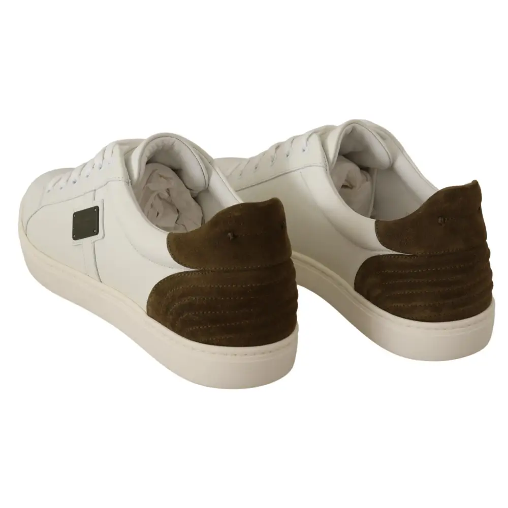 Dolce & Gabbana Weiß Wildleder Leder Herren Low Tops Turnschuhe - EU39.5/US6.5