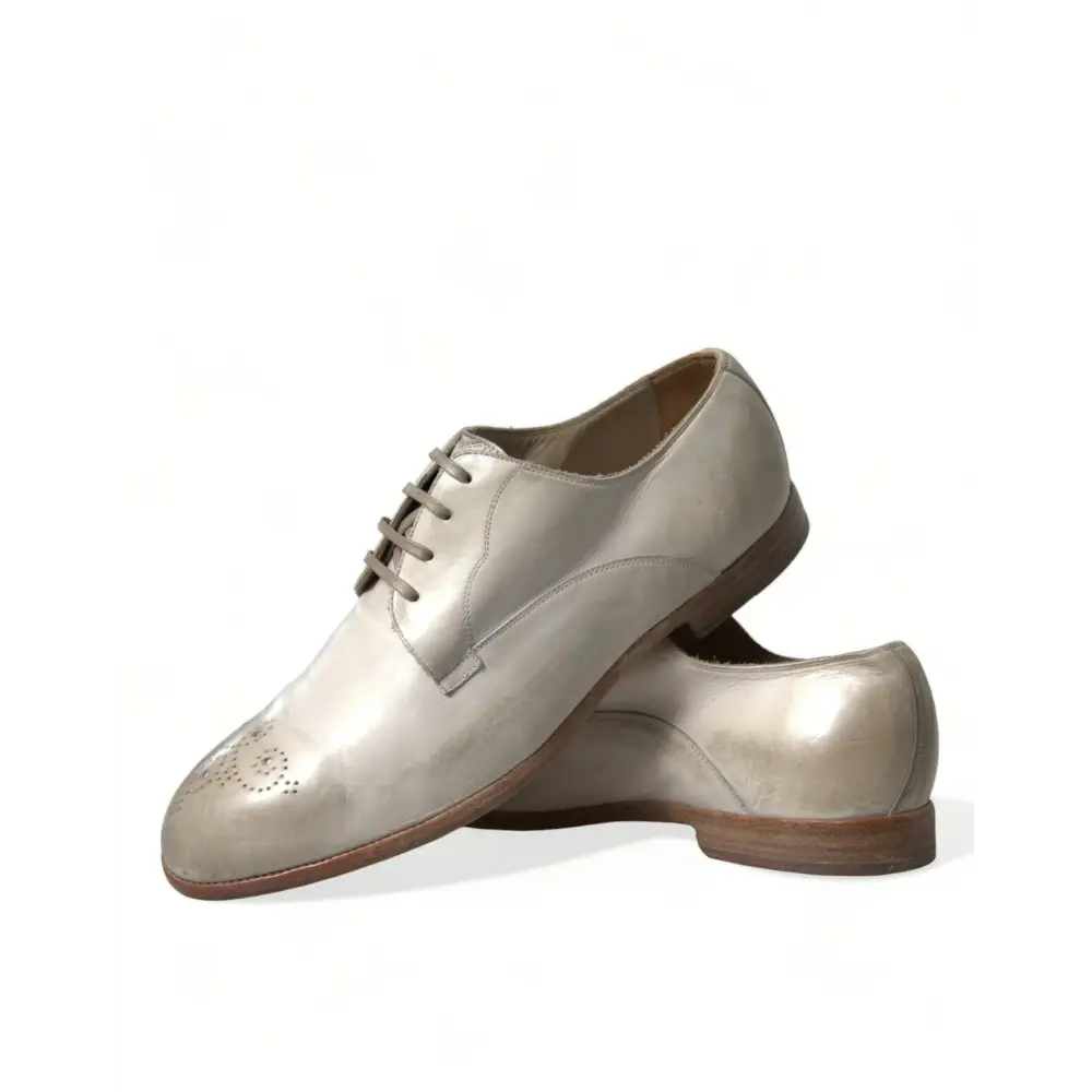 Dolce & Gabbana Weiße Derby-Schuhe aus Leder im Used-Look - EU43.5/US10.5