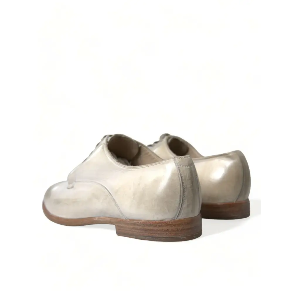 Dolce & Gabbana Weiße Derby-Schuhe aus Leder im Used-Look - EU43.5/US10.5