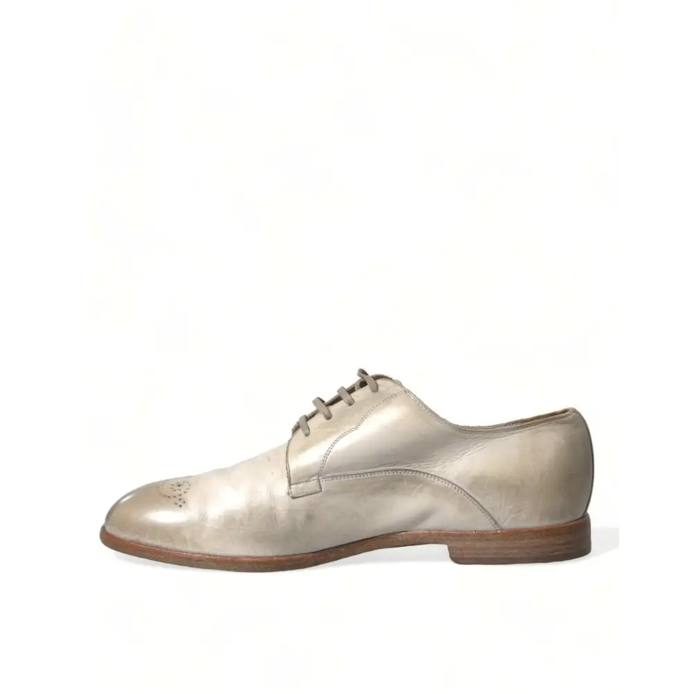 Dolce & Gabbana Weiße Derby-Schuhe aus Leder im Used-Look - EU43.5/US10.5