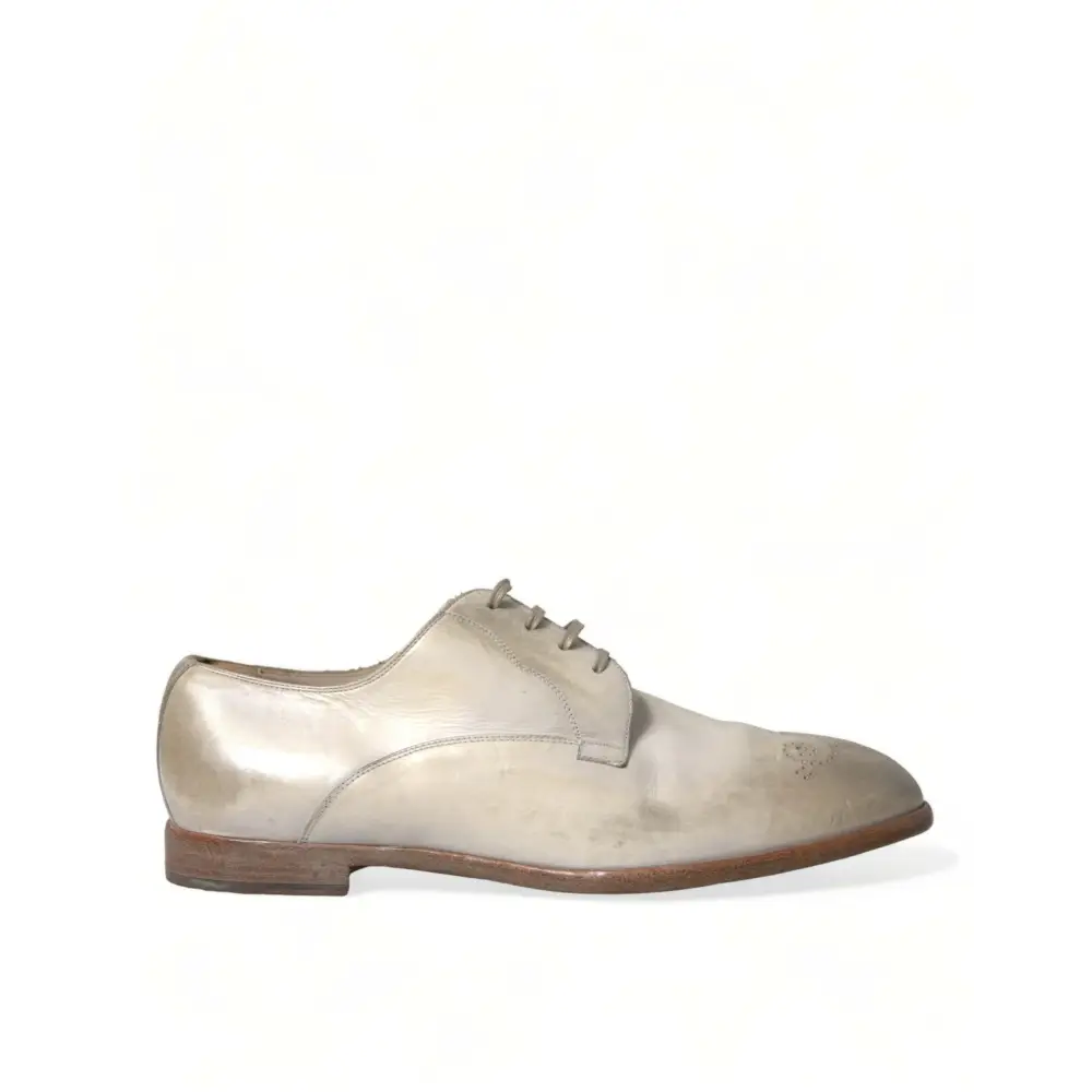 Dolce & Gabbana Weiße Derby-Schuhe aus Leder im Used-Look - EU43.5/US10.5