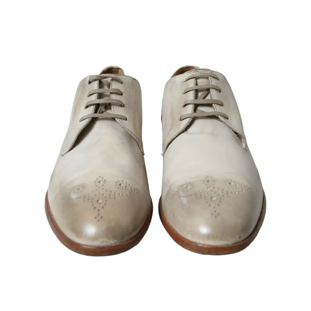Dolce & Gabbana Weiße Derby-Schuhe aus Leder im Used-Look - EU43.5/US10.5