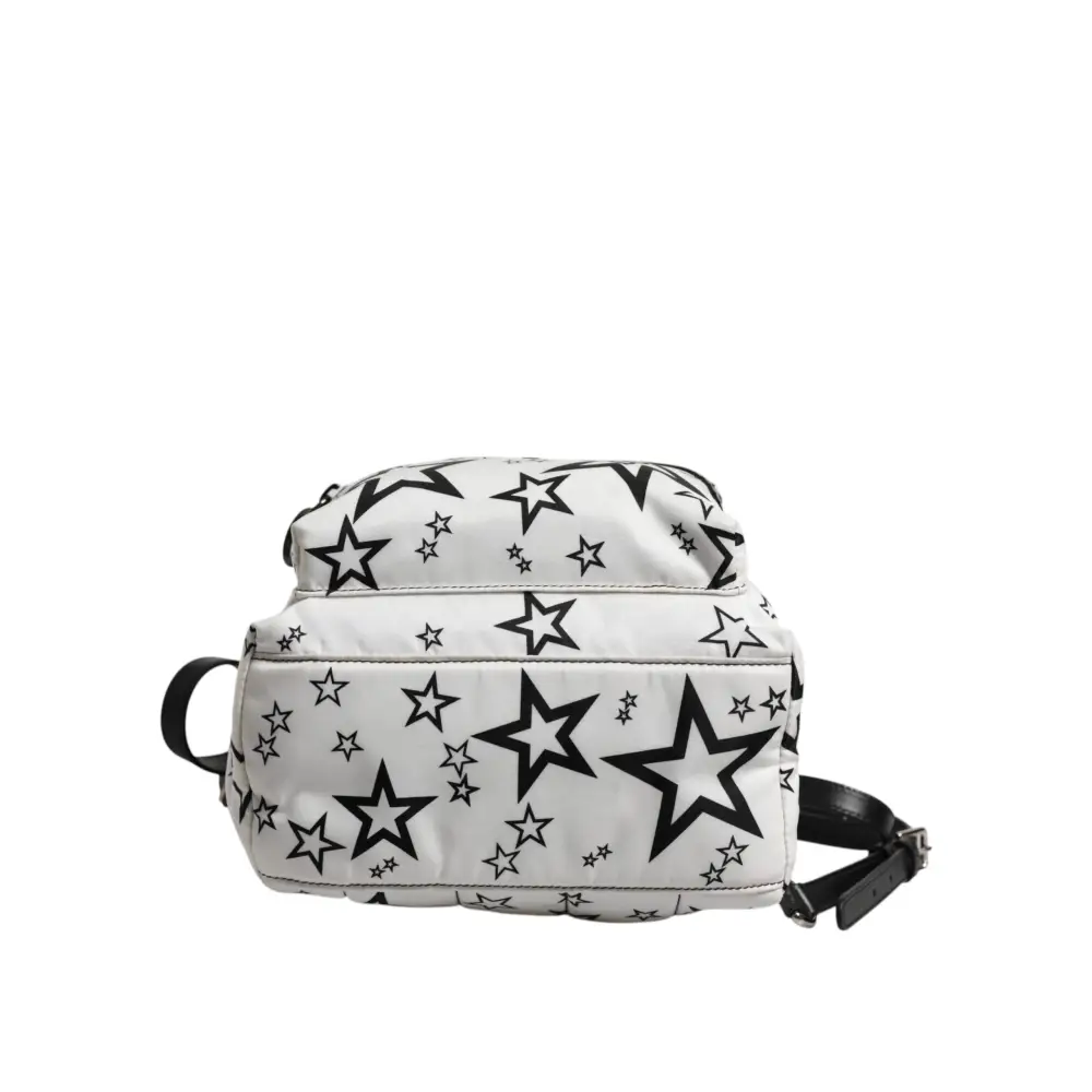 Dolce & Gabbana Weiße DG Sterne Druck Nylon Reise Rucksack Tasche