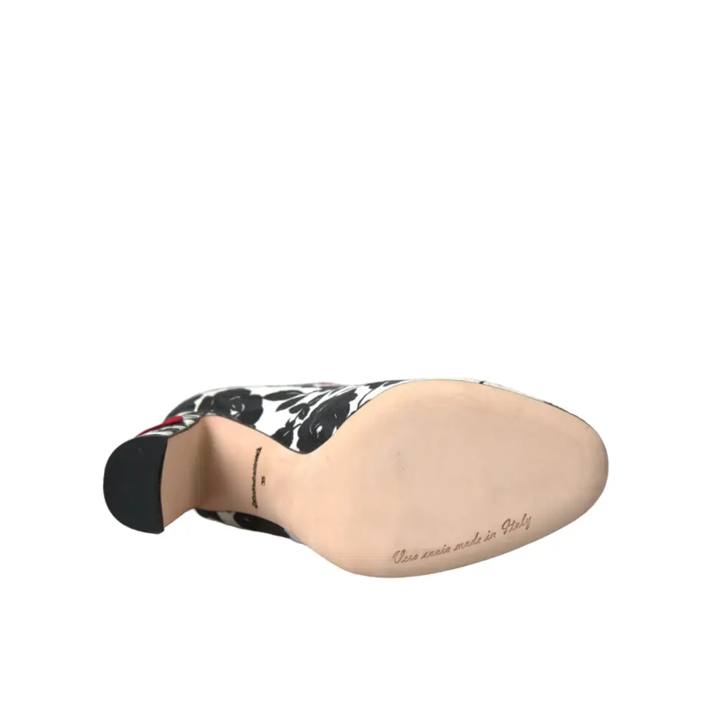 Dolce & Gabbana Weiße Floral Herzen Leder Hohe Stiefel Schuhe - EU35/US4.5