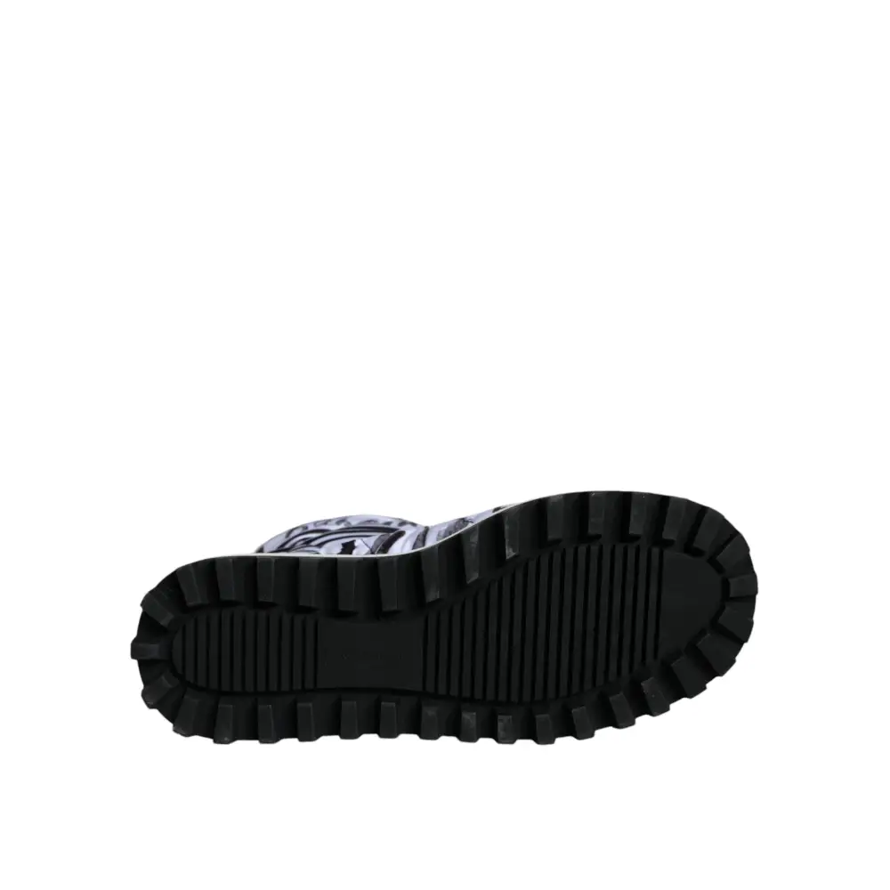 Dolce & Gabbana Weiße gepolsterte Logo Print Mid Calf Stiefel Schuhe - EU37/US6.5