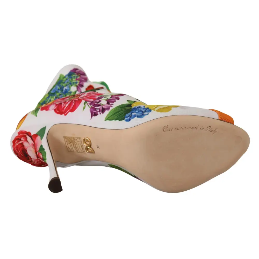 Dolce & Gabbana Weiße Jersey Stretch Stiefel Offene Zehen Heels Schuhe